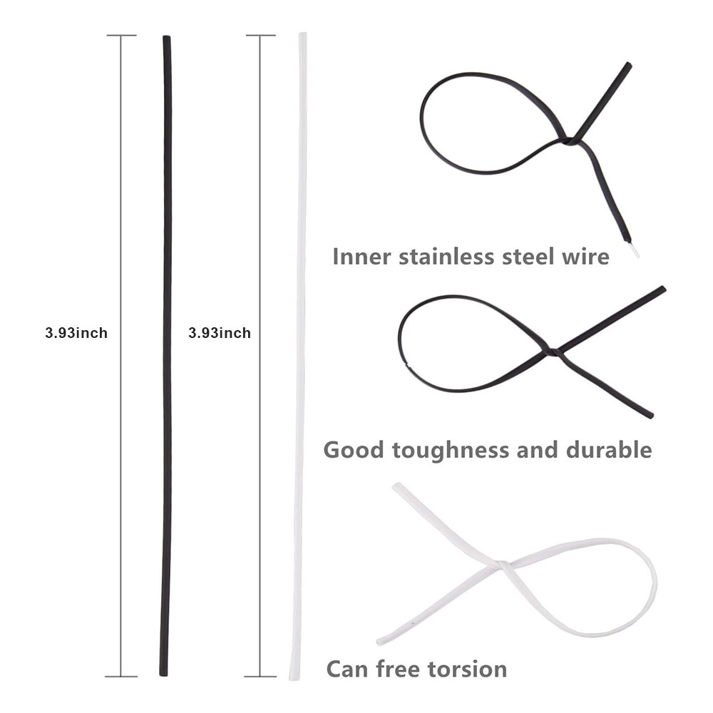 100Pcs BK WH Oblate Iron Wire  - Garden Wire Twist Tie review and price
