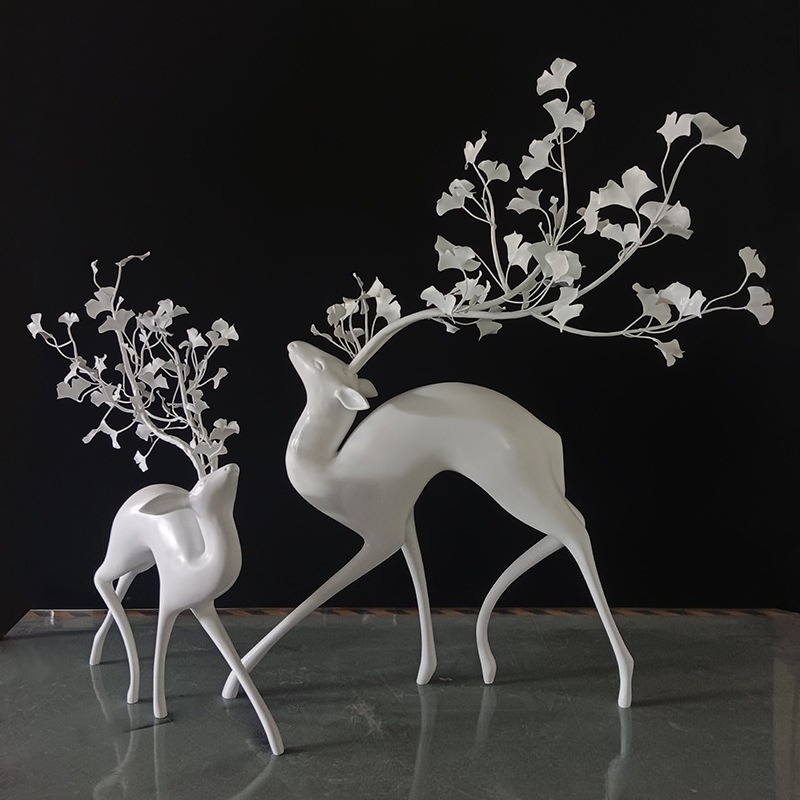 Deer sculpture metal ginkgo bi - Gardening Tools Sketch review and price