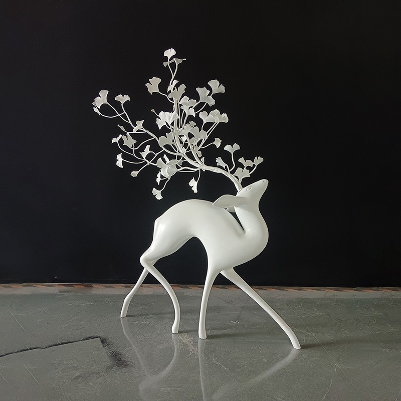 Deer sculpture metal ginkgo bi - Gardening Tools Sketch review and price